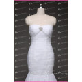 Simple Pure White Mermaid Sweetheart Ruched Satin Trim Lace Up Spanish Style Wedding Dresses